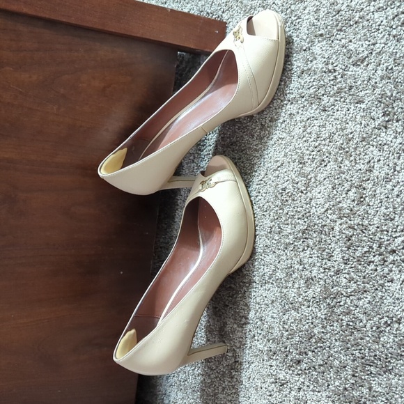 Cole Haan Leather Nude Peep-Toe Pumps - Picture 2 of 5
